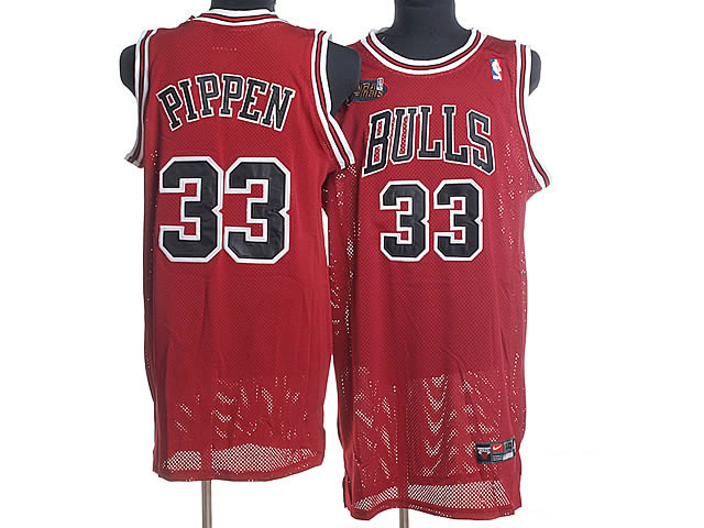 NBA Chicago Bulls 33 Scottie Pippen Authentic Red Throwback Jerseys Final Patch